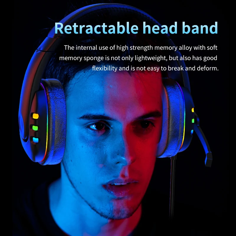 Headset Stereo Sound LED Gaming Headset Colorful LED Marquee Headphone Wired Gaming Luminous Headset for PC PS4