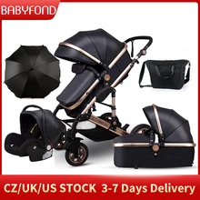 Babyfond-cochecito de bebé 5 en 1, carrito de bebé de paisaje alto, de PU, con marco de aleación de aluminio y cómodo para recién nacido