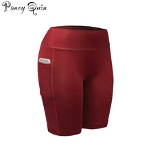 Одноцветные шорты с боковыми карманами и высокой талией, обтягивающие велосипедные шорты, женские сексуальные байкерские шорты, женские шорты для танцев, спортзала, йоги, спортивные штаны