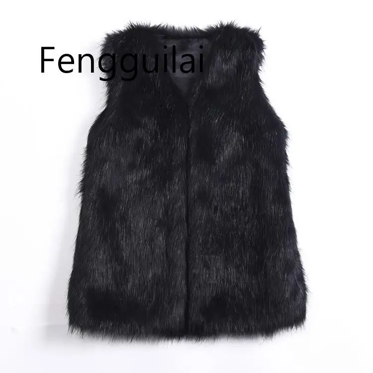 Black FENGGUILAI новая весенняя норковая шуба из искусственного меха, жилет, Повседневная теплая зимняя куртка, тонкая мягкая меховая куртка Futerko, Casaco Feminino без рукавов - Цвет: Black