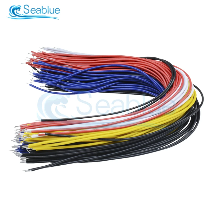 100Pcs Solder Cable Double Head PCB 20CM 26AWG Breadboard Fly Jumper Wire Tin Conductor 5 Color