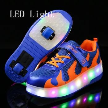 

Two Wheels Luminous Sneakers Led Light Roller Skate Shoes for Children Kids Shoes Boys Girls Shoes Light Up Unisex