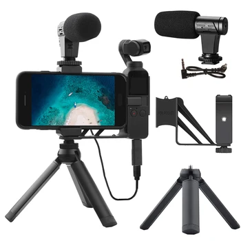 

3.5mm Microphone Mic for DJI OSMO Pocket/Pocket 2 Audio Adapter Connector Phone Mount Holder Desktop Tripod for Vlogging Live