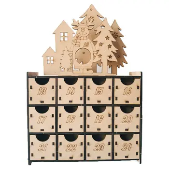 

Wooden Countdown Christmas Advent Calendar Box DIY 24 Drawers Candy Gift Boxes