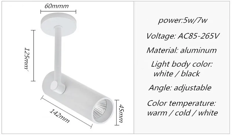 Светодиодный wa ll светильник COB светодиодный светильник s 5 Вт 7 Вт 9 Вт поверхностного монтажа светодиодный потолочный лампы точечного освещения вращающийся светодиодный светильник