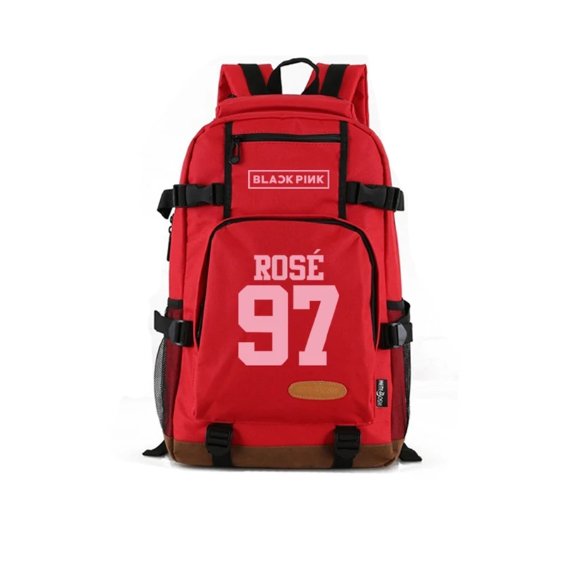 97 Rose Red Kpop Черный розовый рюкзак для женщин девочек средней школы студентов школьная сумка на плечо - Color: 97 Rose Red
