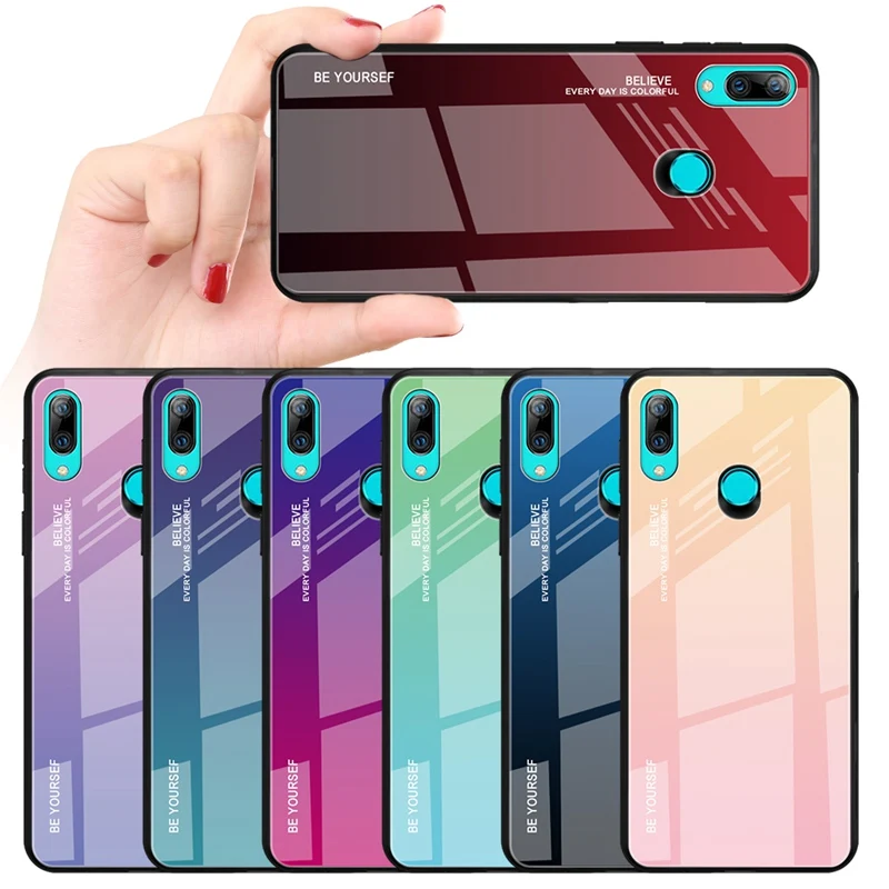 Чехол из ТПУ с закаленным стеклом градиентного цвета для Huawei P Smart Z Модный чехол