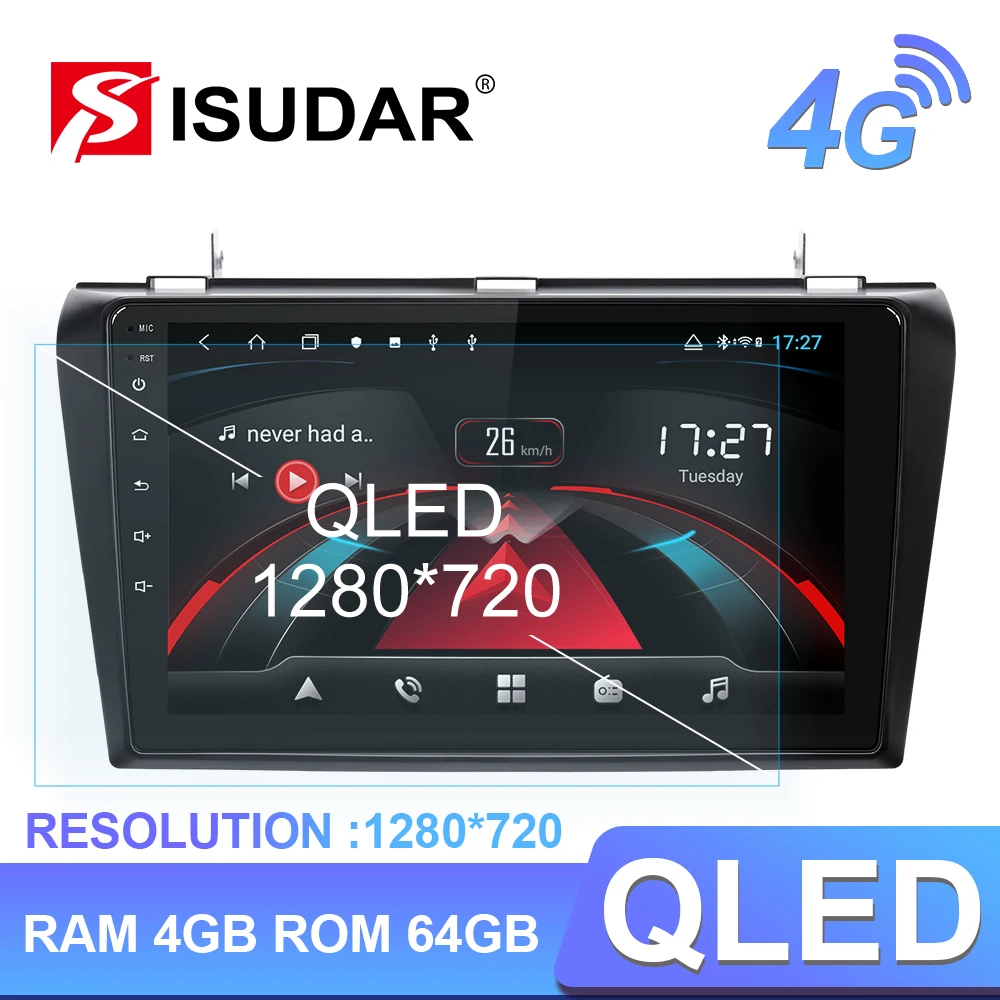 

Isudar H53 4G Android 1 Din Auto Radio For MAZDA 2003-2009 Car Multimedia GPS Octa Core RAM 4GB ROM 64GB Camera USB DVR IPS DSP