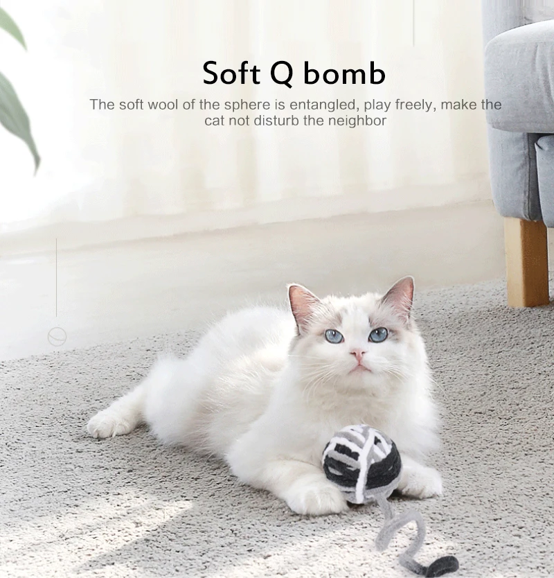 Cat Bell Toy Ball Molar Gnaw Toy Wool Tail Ball Cat Toy Pet Ball Dog Kitten Long Tail Fuzzy Rattle Scratching Toy Wool Braided