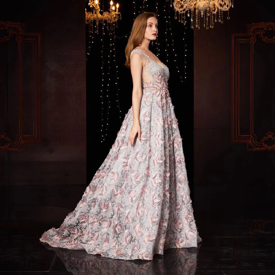 Lakshmigown Lebanon платье торжественные вечерние Цветочные Вечерние платья торжественное платье для званого обеда открытая спина сексуальные женские платья для выпускного вечера Длинные Vestido