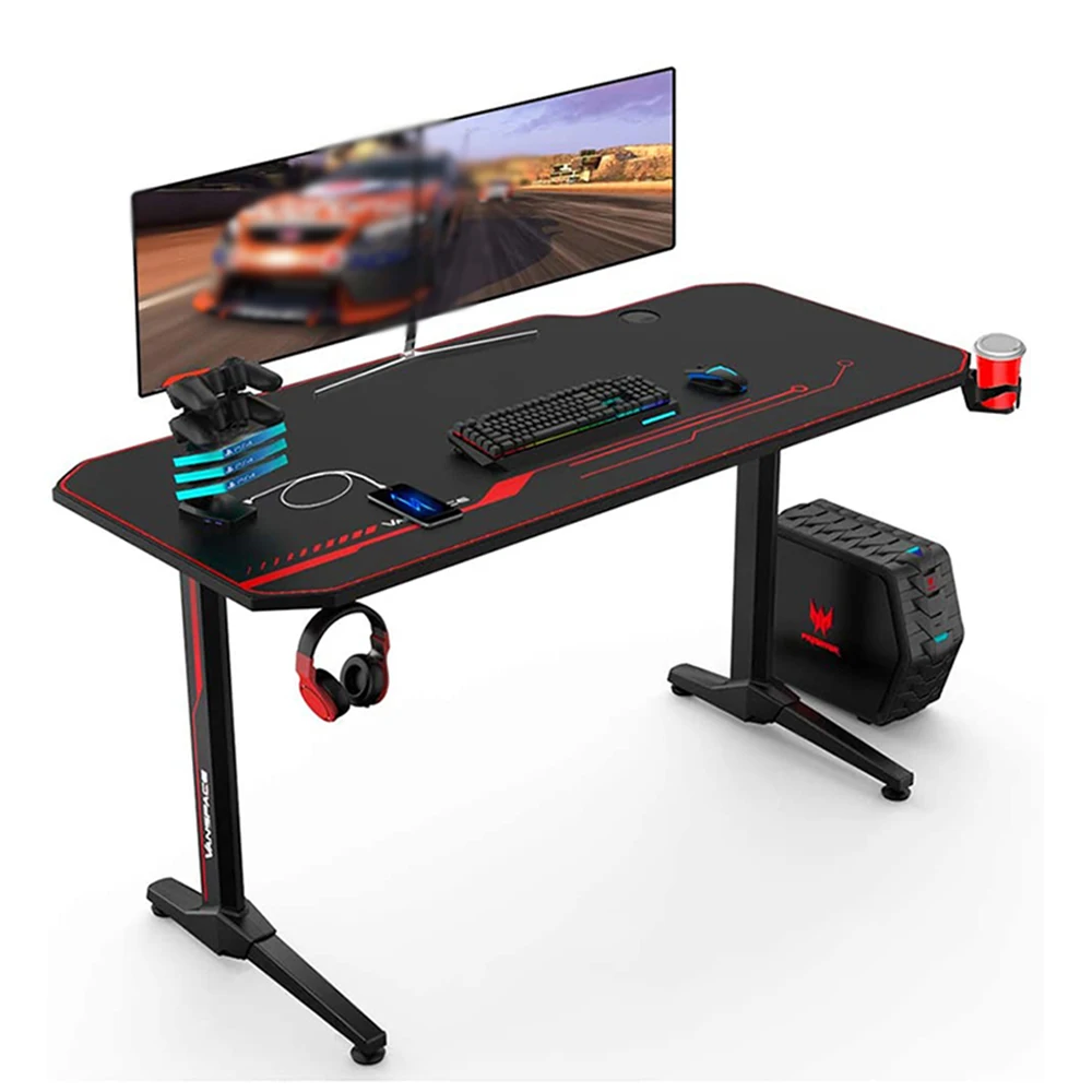 43" Gaming Computer Desk Laptop PC Writing Table W/ Cup Holder Headset Hook US 