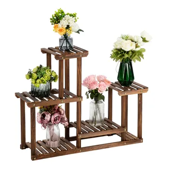

Multi-tiers Flower Plant Holder Stand Rack Wooden Plant Stand Balcony Garden Flower Plant stand Bonsai Display Shelf