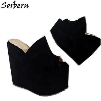 

Sorbern 15Cm Peep Toe Platform Wedges Faux Suede Sandals Slip On Summer Shoes Mules Custom Colors Size 15 Platform Sandals
