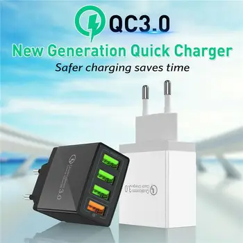 

Vertical 4 Port Fast Quick Charge QC 3.0 USB Hub Wall Charger Power Adapter