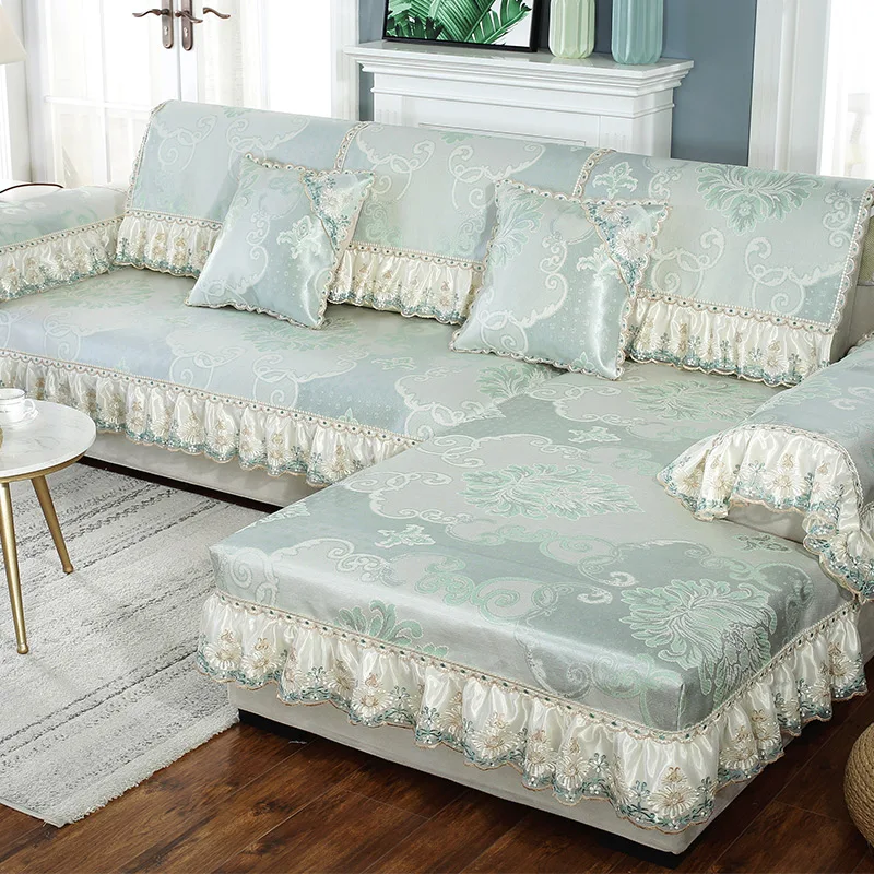 

Ice Silk Sofa Cushion Summer Non-slipSofa Cover Sofa Towel Solid Color Couch Cover Seat Cover for Living Room Corner Sofa Towel