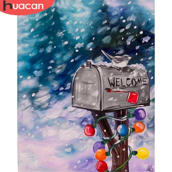 

HUACAN Paint By Number Winter Snow Drawing On Canvas HandPainted Painting Art Gift DIY Pictures By Number Kits Home Decoration