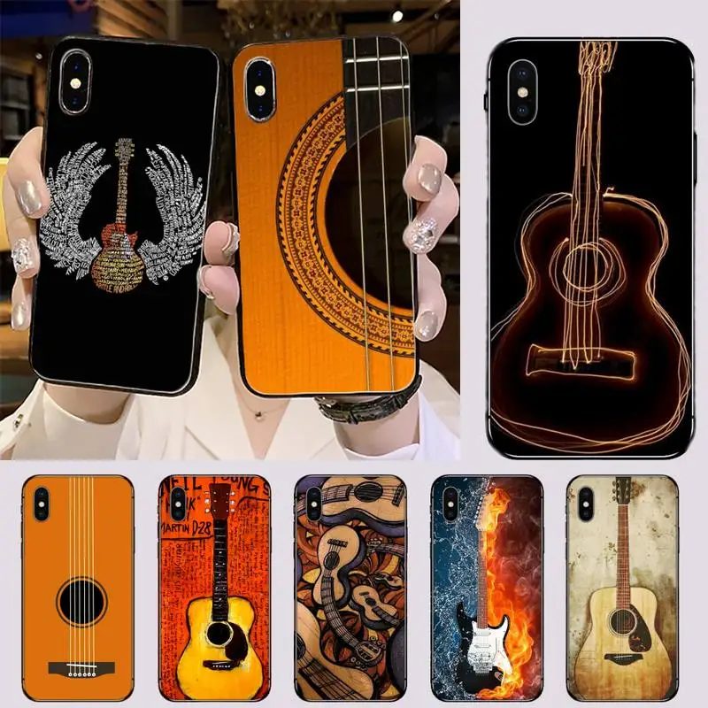 Мягкий черный чехол для телефона с музыкой на гитаре iphone 5 фотография 5c se 6 6s 7 8 plus x