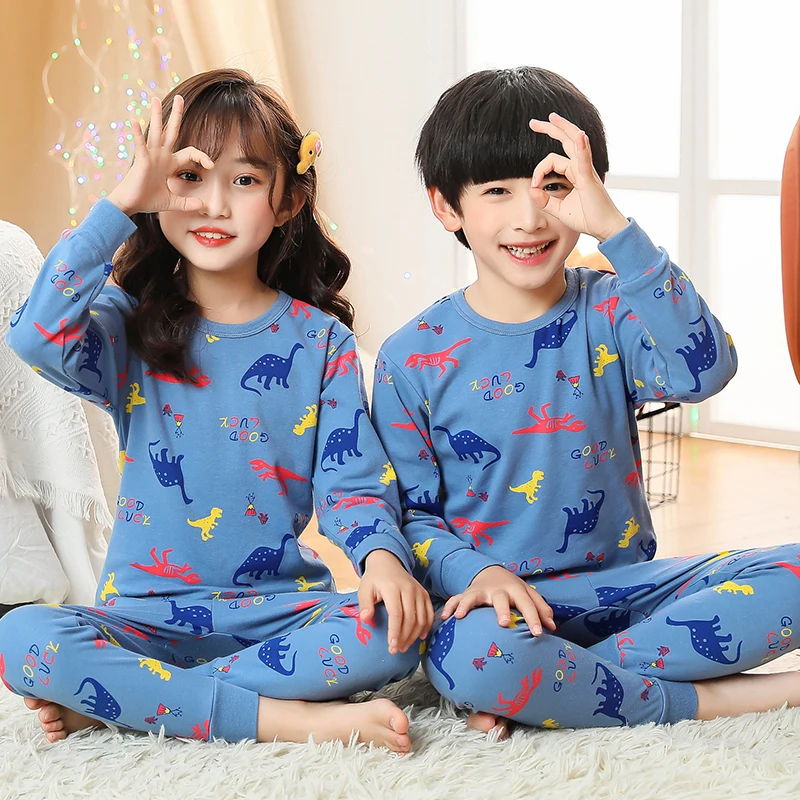 Cartoon Koala Nightwears Baby Kids Blue Pajama Set Pijama for Toddler Girl Teen Boys Cotton Sleepwears Clothing Suits for Child baby nightgowns dress