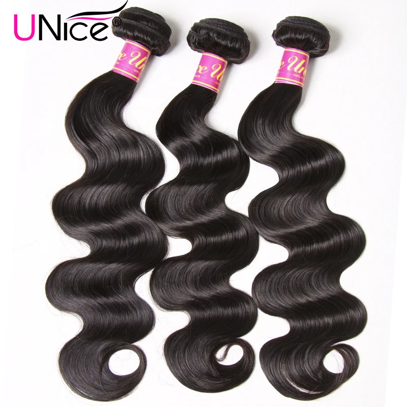 Unice Hair Brazilian Body Wave Hair Weave Bundles Natural Color
