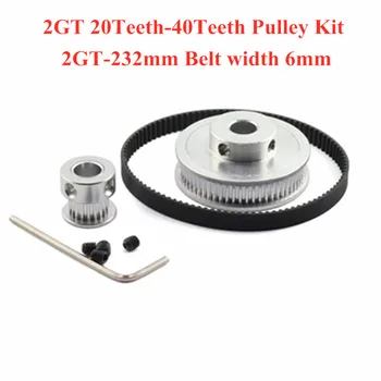 

2M/2GT 20Teeth 40Teeth Synchronous Timing Pulley Belt Bore5-12mm 1:2 20T:40T Speed Ratio for 232-2GT Belt width 6mm Kit