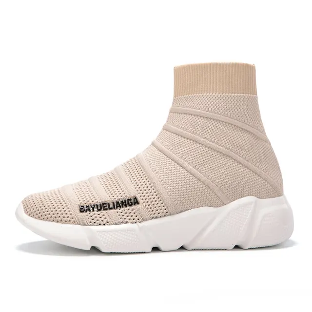 Women Shoes Unisex Short Plush Shoes HighTop Men Socks Boots Soft Sneakers Women Large Size 35-46 Women Platform Vulcanize Shoes Beige