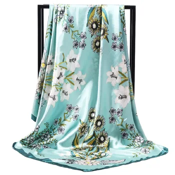 

2020 Luxury Brand New Style 90cm Kerchief Soft Silk Scarf Women Fashion Headscarf chiffon hijab winter shawl scarves