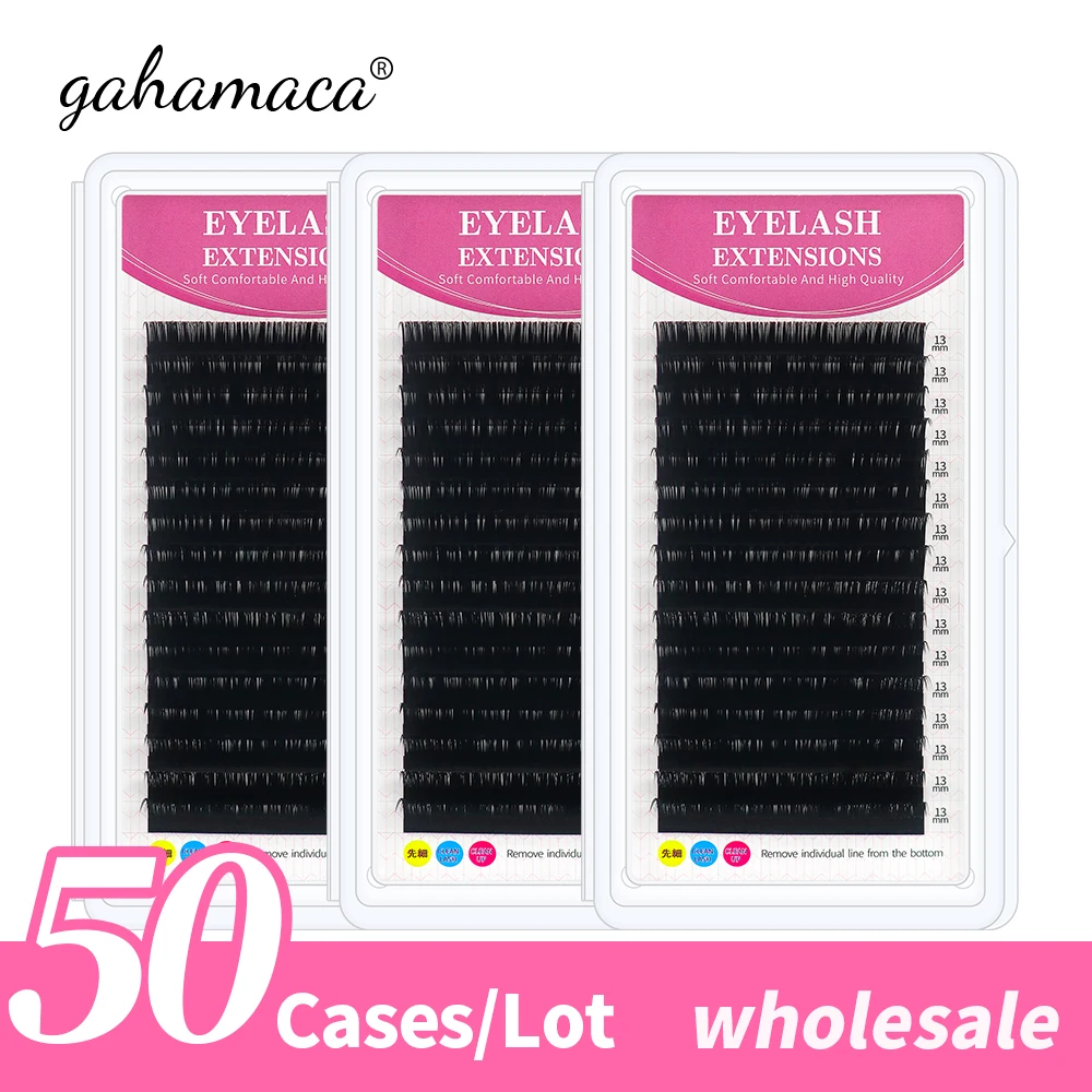 

GAHAMACA wholesale faux Mink Lashes Makeup 50 cases/lot Individual Eyelash Premium Mink High Quality Soft Natural False Lashes