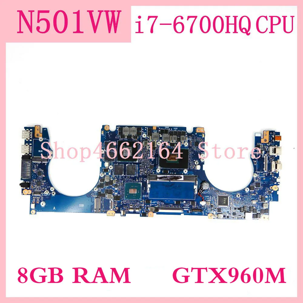 amazing  N501VW motherboard With 8GB RAM i7-6700HQ CPU GTX960M mainboard For ASUS N501V N501VW laptop mother