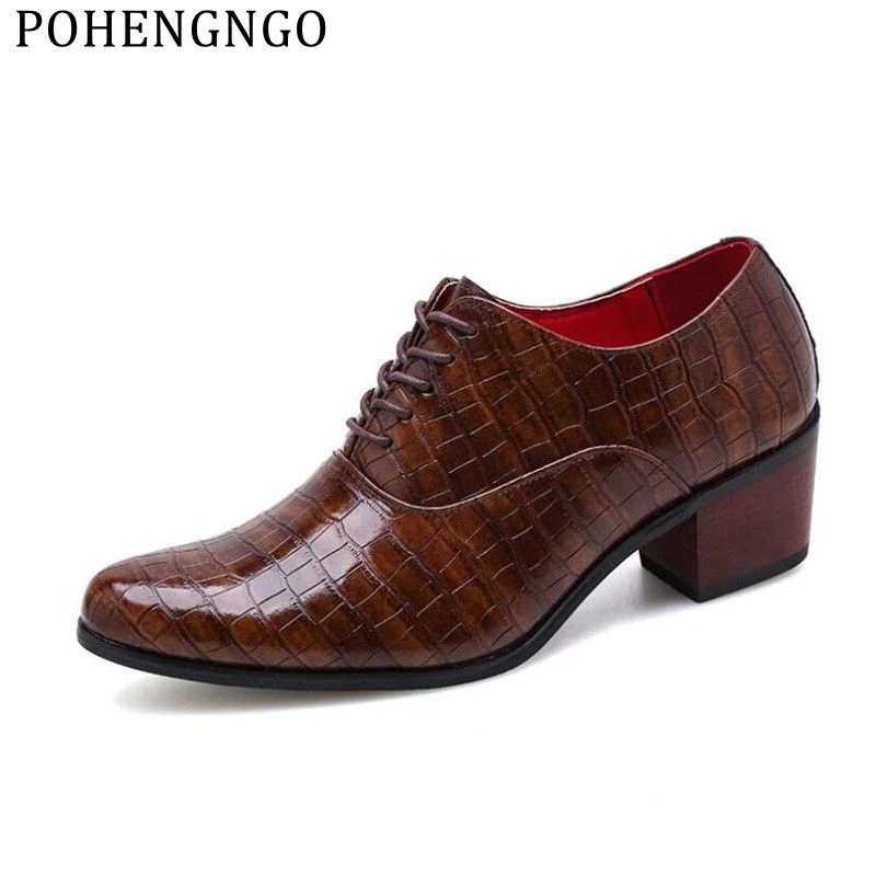 Zapatos de tacón alto de 6cm para hombre, zapatos de vestir fiesta informales la moda, estilo italiano, elegantes, puntiagudos, para novio y boda|Zapatos formales| - AliExpress