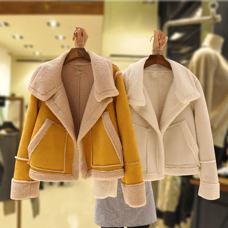 Deerskin пальто из искусственного меха кролика, парки для женщин из овчины, женские зимние замшевые кожаные женские куртки-бомберы, базовые куртки