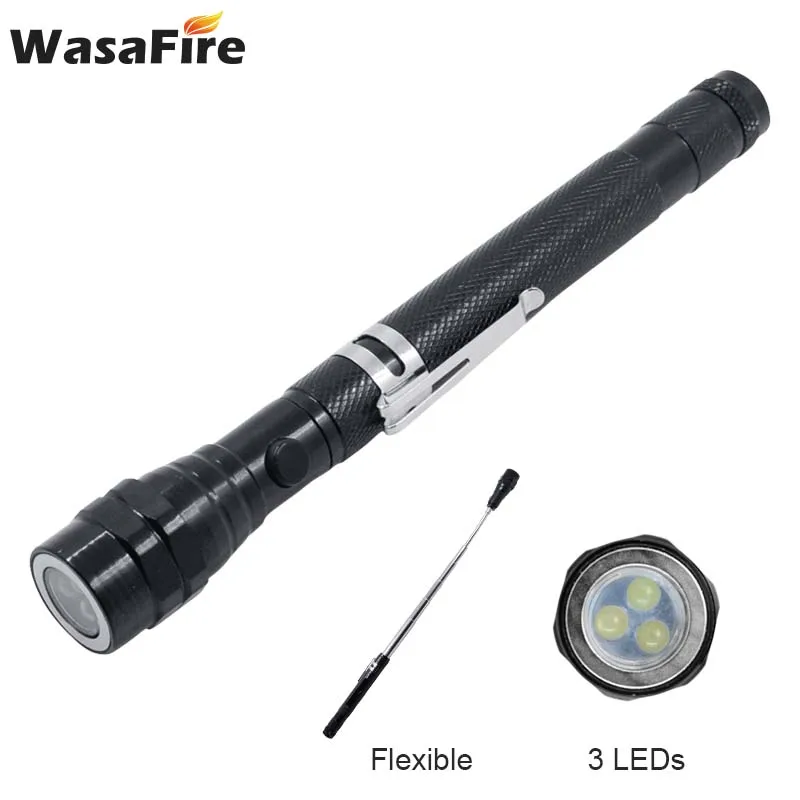 

Telescopic Magnetic Flashlight Powerful Waterproof 3 LED Tactics Flashlights Aluminum Alloy Outdoor Camping Hiking Torch Lamp