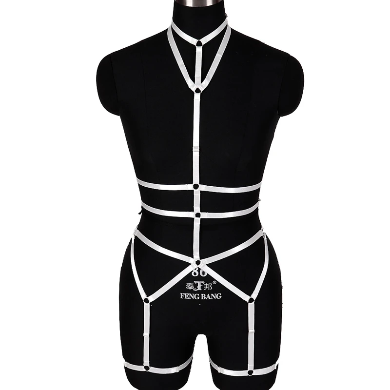 MLCN0023white Жгуты в форме пентаграммы набор клетка бюстгальтер белый Strappy топы выдалбливают Сексуальное белье грудь Готический бюстгальтер без косточек размера плюс фестивальный рейв - Цвет: MLCN0023white