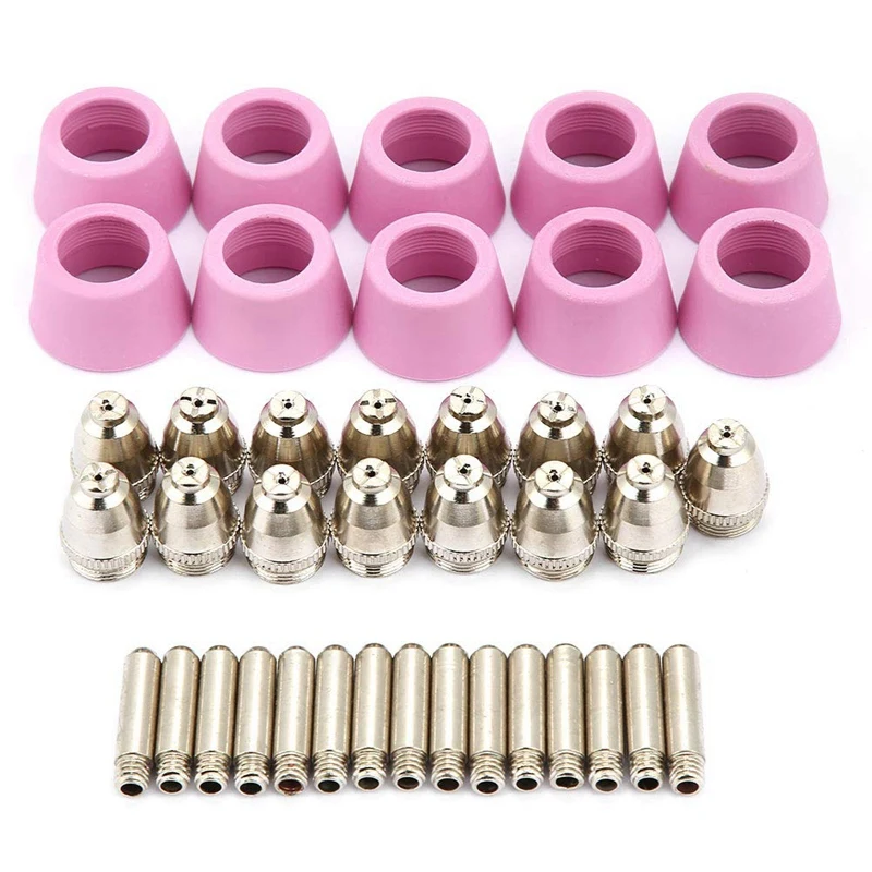 

AG-60 SG-55 Plasma Cutter Kit, 40Pc Electrode Nozzles Cups Kit Plasma Cutter Cutting Torch Consumables Work with CUT60, LGK60, P