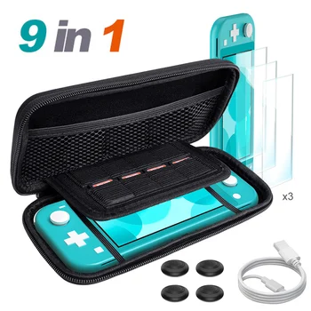 

Bevigac 9PCS EVA Storage Bag Tempered Glass Screen Protector Thumb Grips Type-C Cable Set for Nintend Switch Lite Console