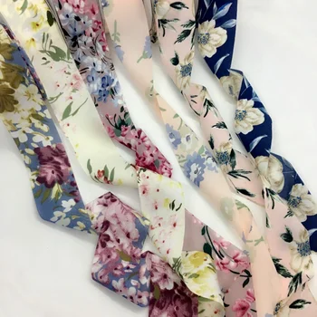 

4cm 5Y flowers chiffon fabrics ribbon For Handmade Textile Sewing Binding Bows Hat Deco Gift Floral Packing Wedding Party Deco