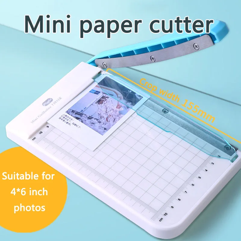 Cortadora de papel portátil de 4x6 pulgadas, máquina cortadora de papel fotográfico con regla integrada, para oficina y papelería