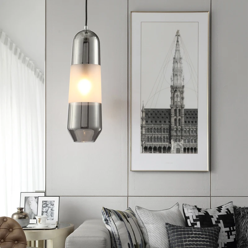 

Nordic Color Candy Pendant Lights Living Room Table Bedroom Children's Room Ins Retro Single Head Glass Lamps Hanging Fixtures