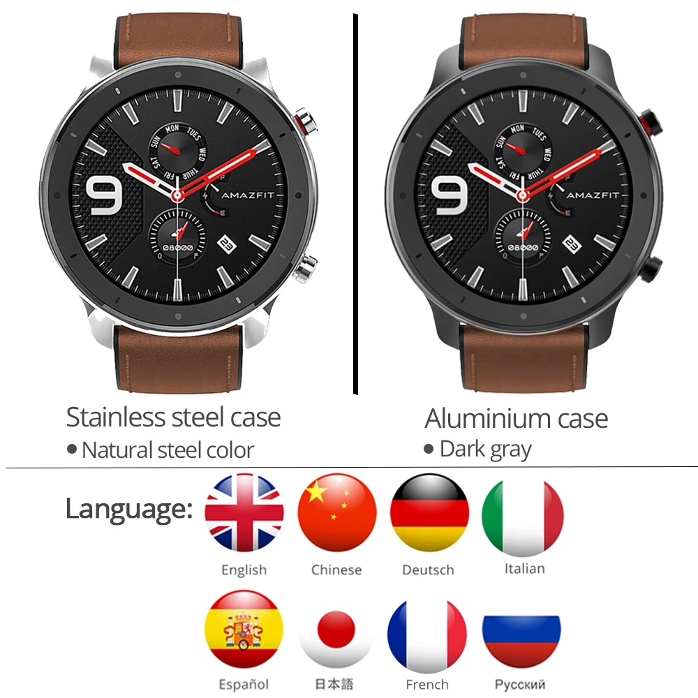 Дешево Strava Amazfit GTR 47 мм font b gps b font Смарт часы 50 атм Водонепроницаемый AMOLED экран 24 дня в режиме ожидания компас фитнес трекер спортивные умные часы