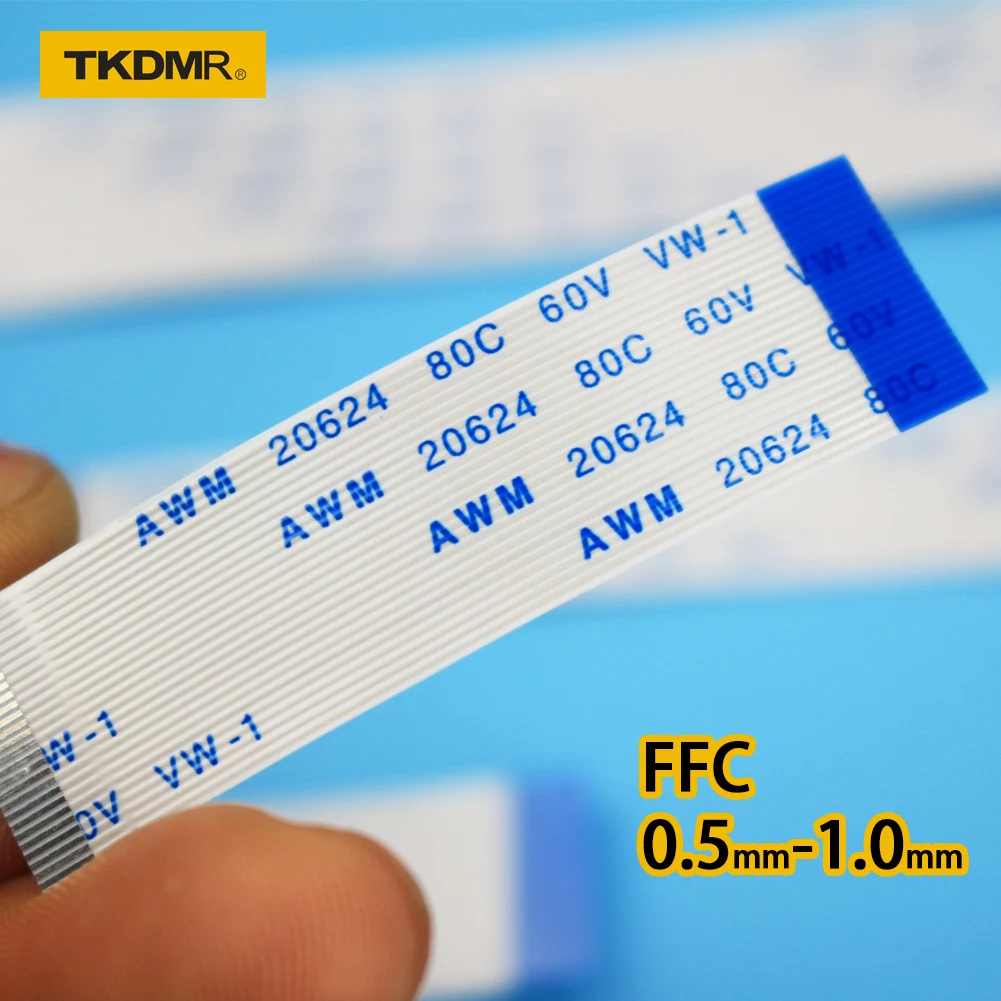 TKDRM Flat flexible cable FFC FPC LCD cable AWM 20624 80C 60V VW-1 FFC-0.5MM 1MM 4pin Connector blue 50-300MM wire connector wire connector,cable connector,electrical connector,connector with cable,flexible flat cable