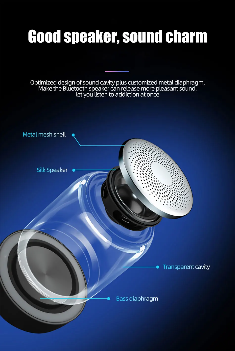 !ACCEZZ Bluetooth Speaker Portable Wireless Loudspeaker Waterproof Stereo Column Romantic Colorful LED Support TF Card with Mic (6)