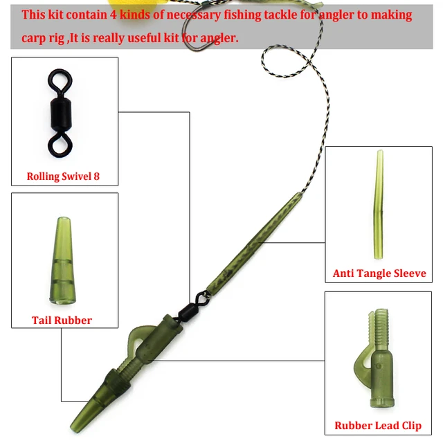 Zonster 3pcs//Set Rig Tube Sleeves Anti-Tangle Rubber Tubing Hair Rigs for Carp Fishing Safety Lead Clip System Inner Diameter Carp