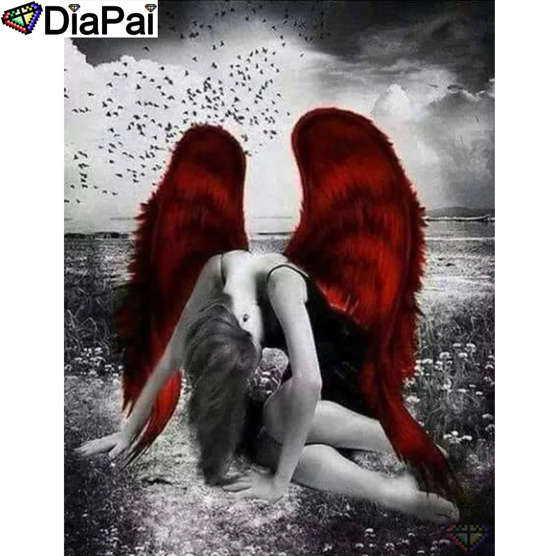 DIAPAI 5D DIY Diamond Embroidery Full Display &quotWoman wings scenery&quot Painting Square/Round Rhinestones Decor Art A27612 | Дом и сад