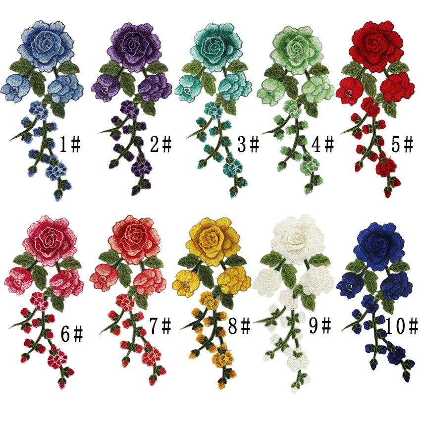 

Embroidery Flower Patches Polyester Sewing Clothing Colourful Sew-On Handmade Cowboy Lace Patches Sewing Embroidery Patches