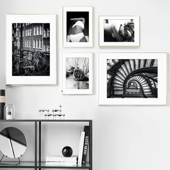 

Wall Art Canvas Painting Paris Street Girl Black White Photo Nordic Posters And Prints Wall Pictures For Living Room Salon Decor