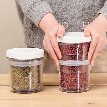 

Food Storage Containers Adjustable Airtight Container Transparent Space Saving Push Down To Remove Air Storage Tank For Cereal