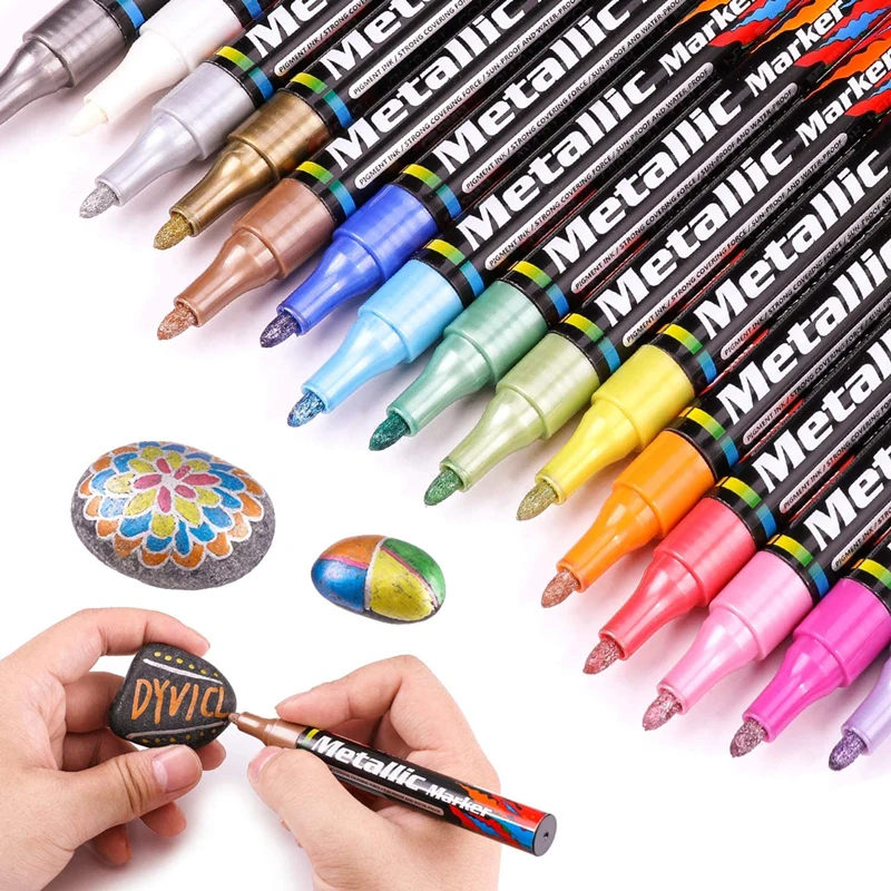 GN 4/8/15/20/24Pcs Set Oil based Paint Metal Marker Pen 3.0MM Acrylic Paint Marker For Art Rock