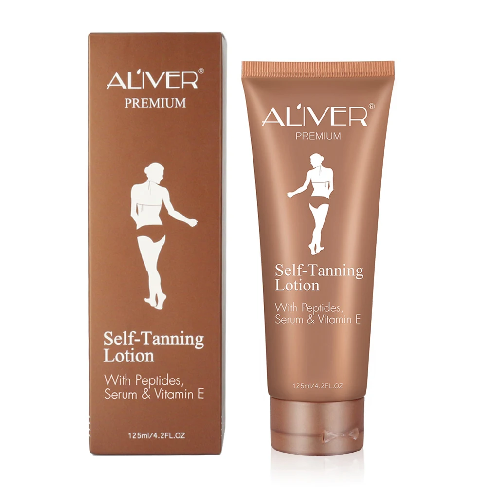 Self Tanning Body Lotion Cream Body Black Bronze Tanning Long Lasting Sunless Body Solarium Cream Peptides Serum Vitamin E 125g