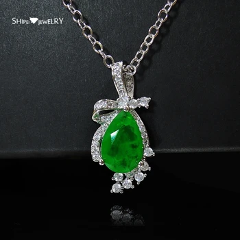 

Shipei 925 Sterling Silver Emerald Ruby Paraiba Tourmaline Gemstone Wedding Engagement Fine Jewelry Pendant Necklace Wholesale