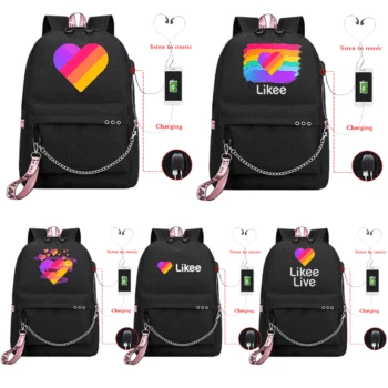 

LIKEE APP Backpack USB Charging Backpack Cartoon Bag Likee Live Cute Backpacks School Bag Boys Girls Travel Bag