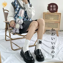 

Bowknot Cute Lolita Socks Female Mid-tube Socks White Lolita Japanese Uniform College Style Short Tube All-match Pile Jk Socks